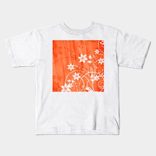 Elegant Floral Art - White Orange Kids T-Shirt